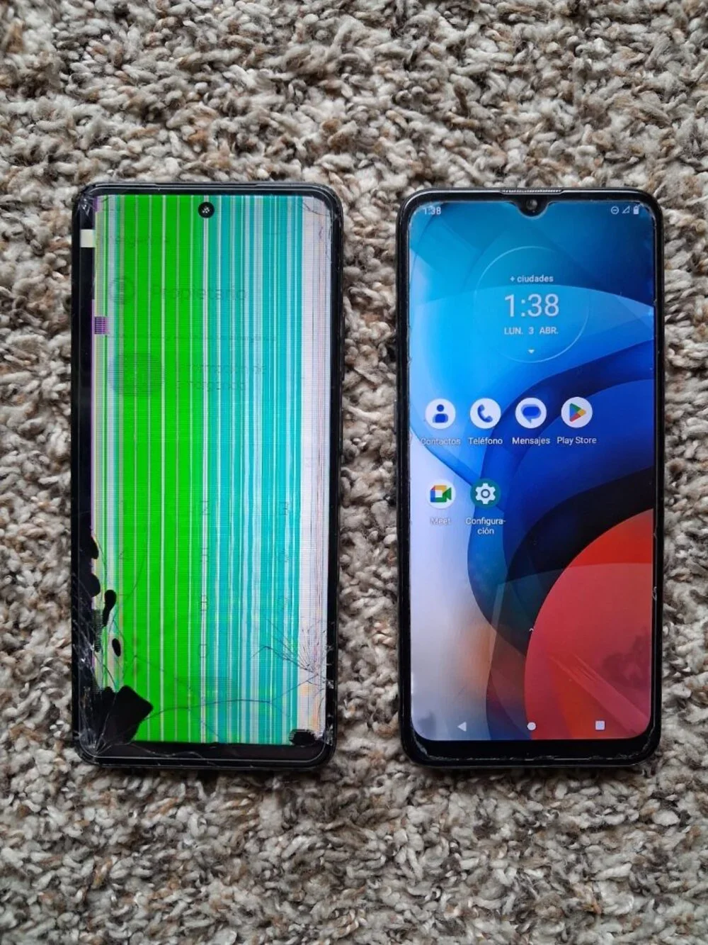 Lot of 2 Motorola Smartphones for Parts or Repair – Cracked Screens – One Powers